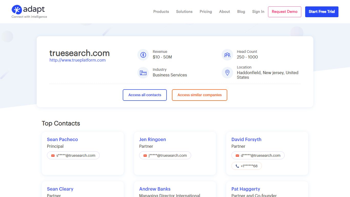 truesearch.com Company Contact Information | Email, Phone Number - Adapt.io