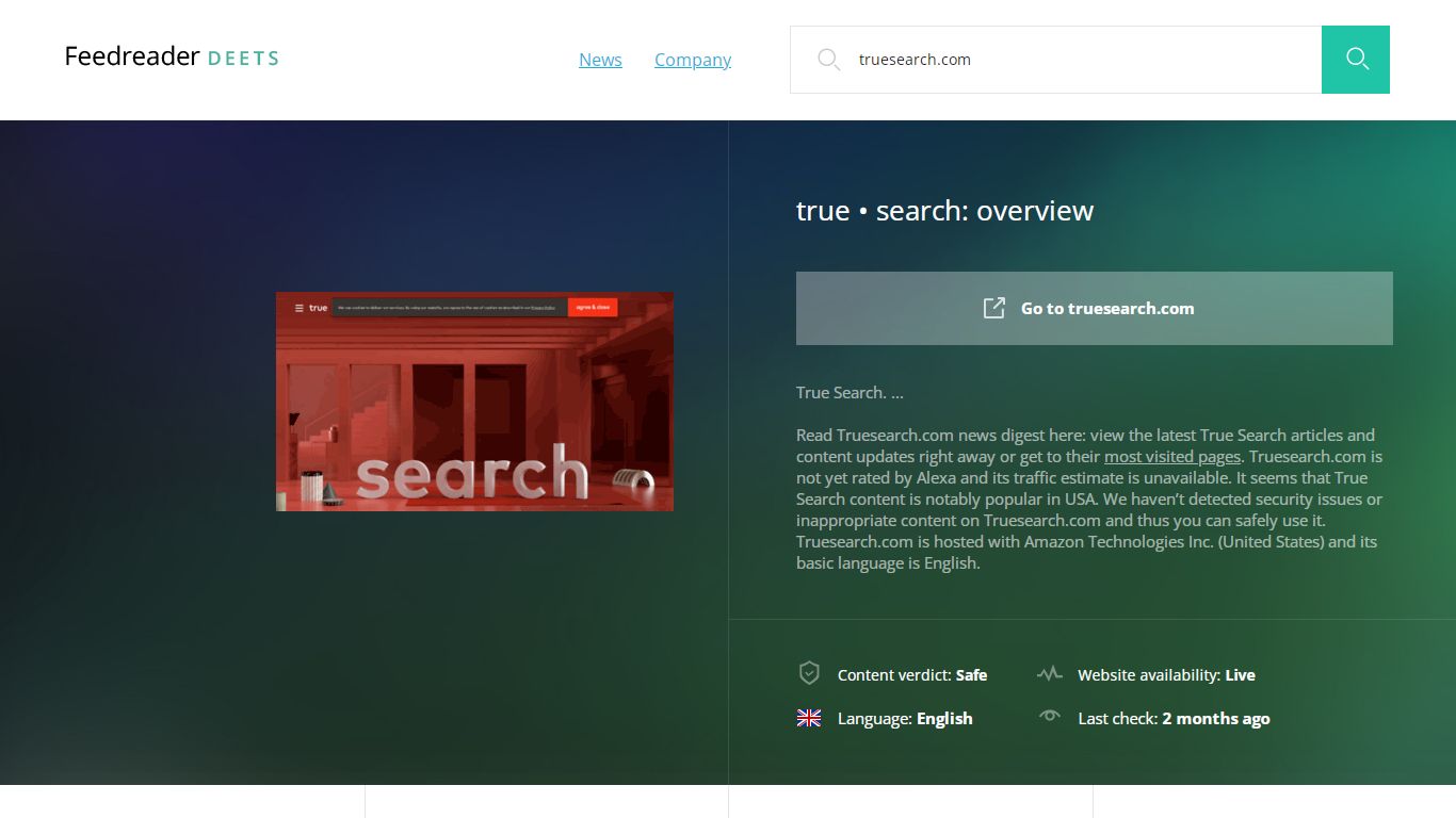 Get Truesearch.com news - True • search: overview